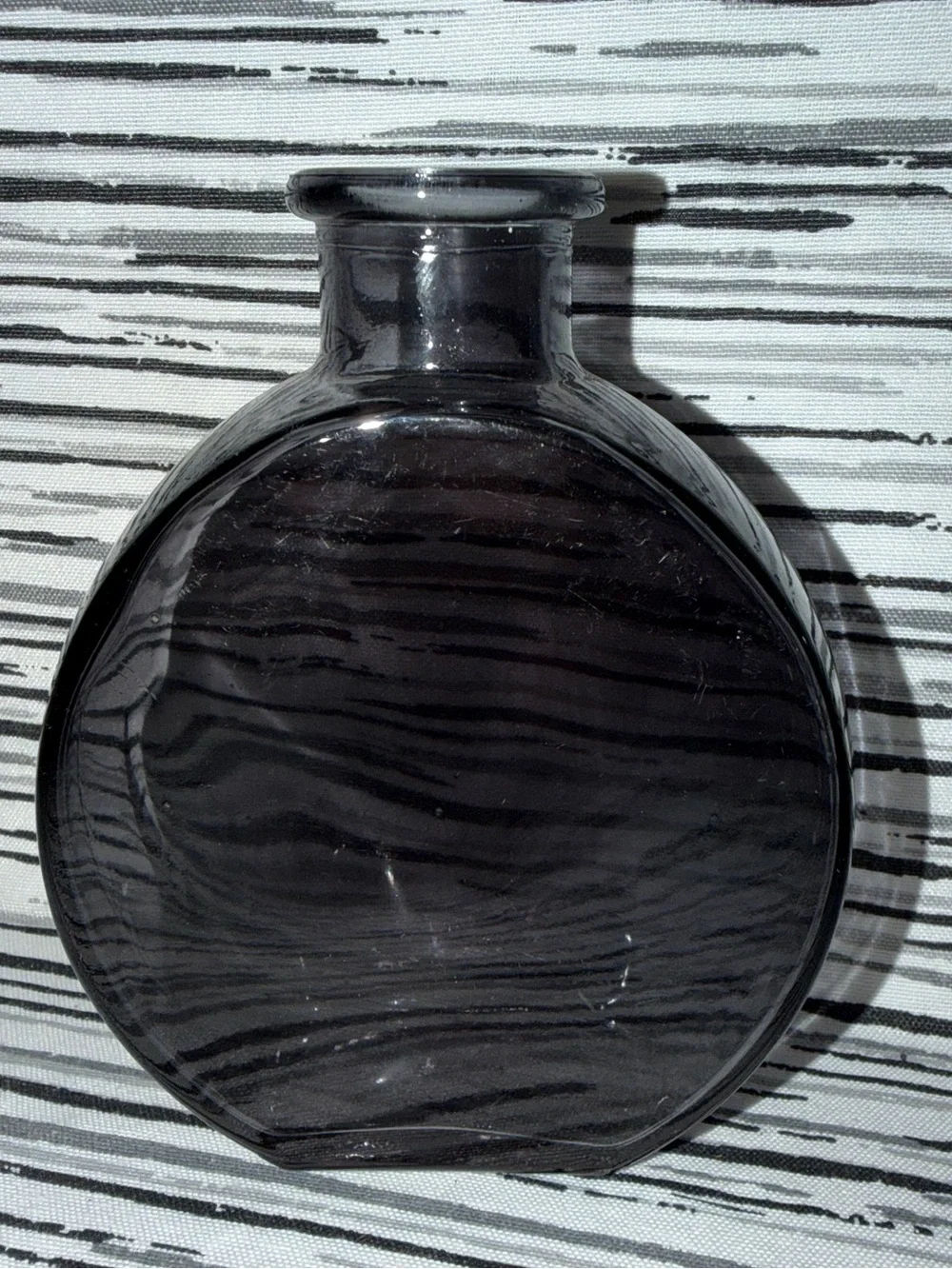 Round Decorative Vase in Smoky Black Glass